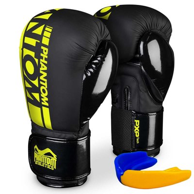 Боксерські рукавиці Phantom APEX Elastic Neon Black/Yellow 14 унцій (капа в подарунок) 1881264551 фото