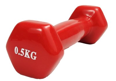 Гантель для фітнесу 0.5 кг EasyFit із вініловим покриттям червона 1471 фото