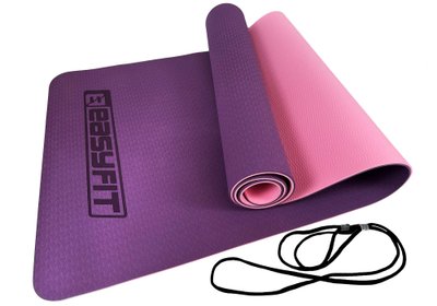 Килимок для йоги та фітнесу EasyFit TPE+TC 6мм двошаровий фіолетовий-рожевий 1133 фото